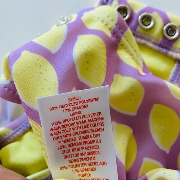 Cat & Jack | Lemon Ruffle Ruched One Piece Swim Suit NWT 0-3 Months - Picture 5 of 6